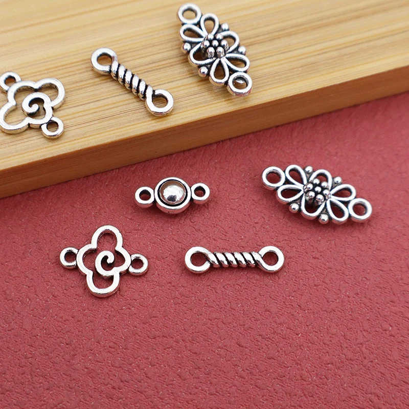 50pcs/lot Pretty Double Hooks Jewelry Charm Connectors Clouds/Rope Knot/Ball Bracelets Earrings Necklace 2 Holes Charms