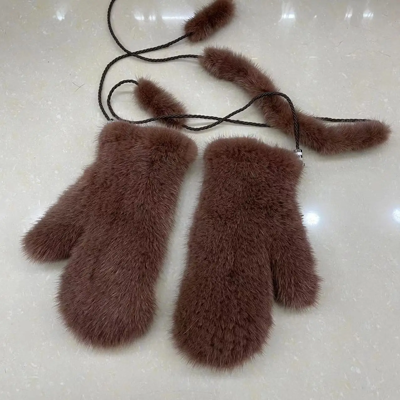 

New Women Winter Keep Warm Plus Cashmere Solid Elasticity Soft Full Fingers Mittens Gloves Imitation Rabbit Fur Knitted Cute