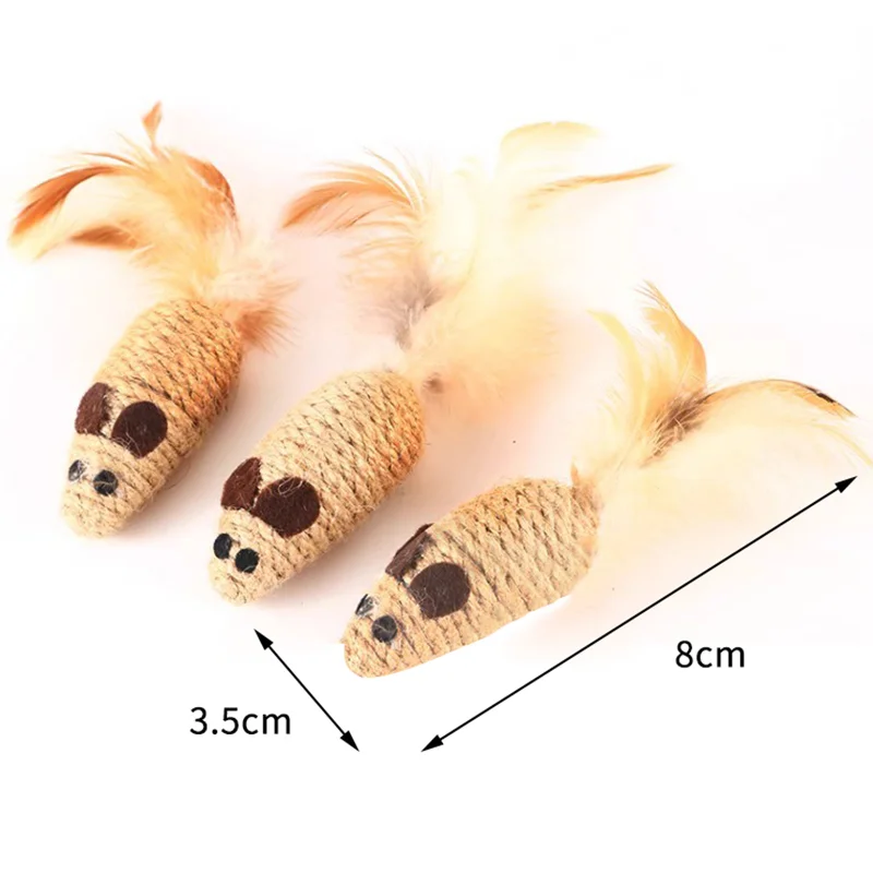 Jouet en peluche en Sisal pour chat, fausse souris, résistant aux morsures, jouet interactif pour chat, Simulation de souris, chaton, jouets en peluche auto-jeux, 2 pièces
