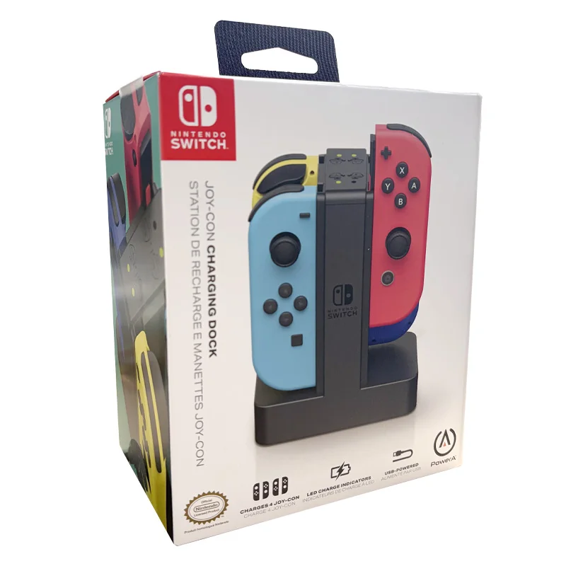 Nintendo Ladestation für NS, lädt bis zu 4 Joy-Con-Controller gleichzeitig, LED-Anzeige, Ladegerät, Ladestation, Ständer