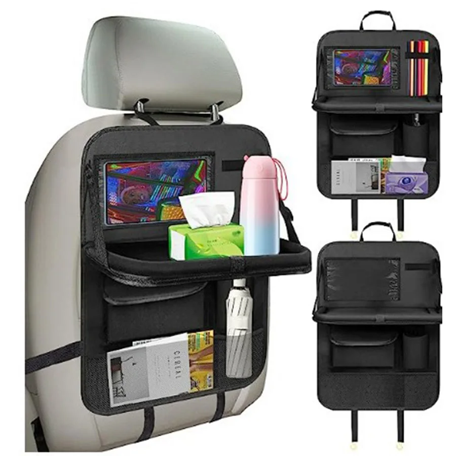 Multifunction Oxford Auto Car Back Seat Hanging Storage Pocket Organizer With Foldable Table Tissuel Pad Bottle Holder