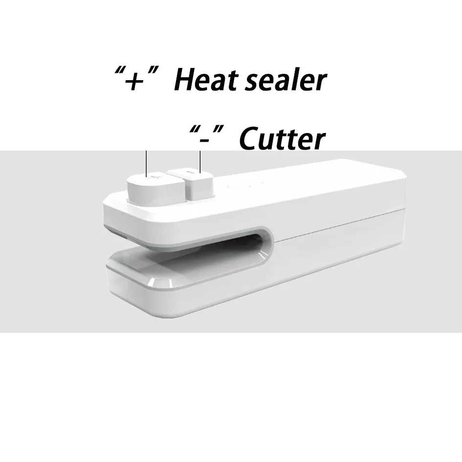 Mini selador magnético portátil do calor, Mini saco recarregável, Cortador para o saco de plástico do petisco, Branco, 400mAh