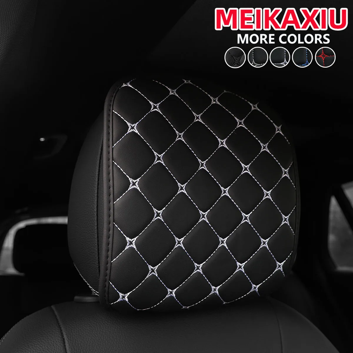 1 leather stereoscopic embroidered car head hat with headrest and headrest with headrest for car upholstery can be separated