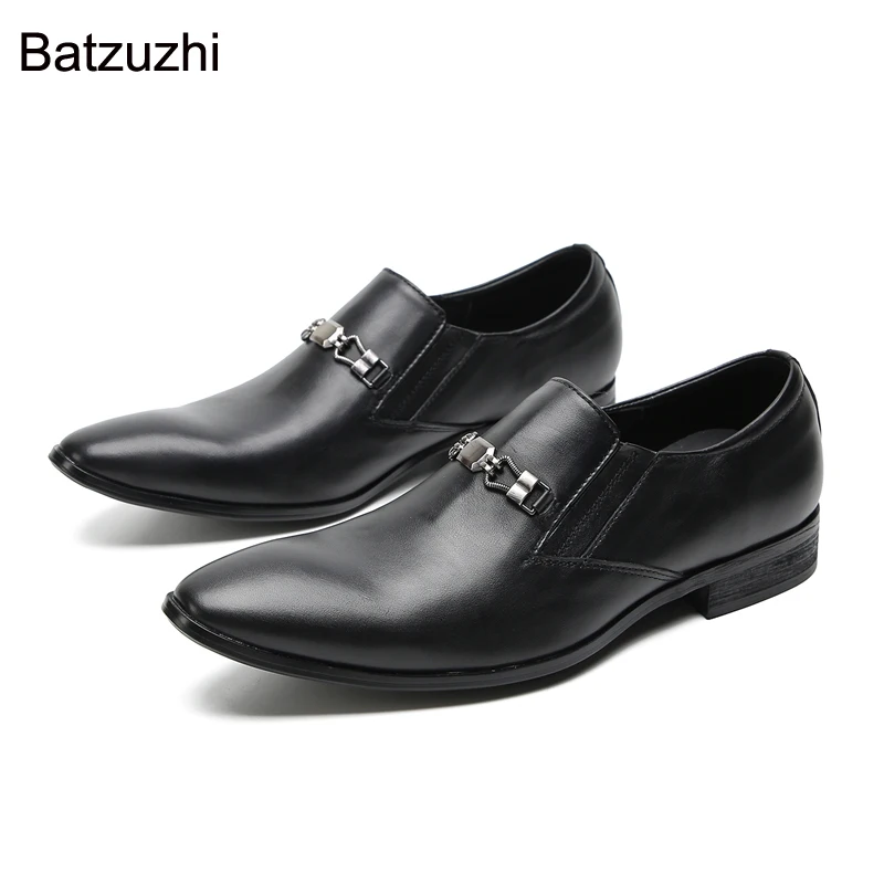 

Batzuzhi New Fashion Men's Shoes Slip on Formal Business Leather Dress Shoes Men Pointed Toe Flats Black Leather Shoes Male!