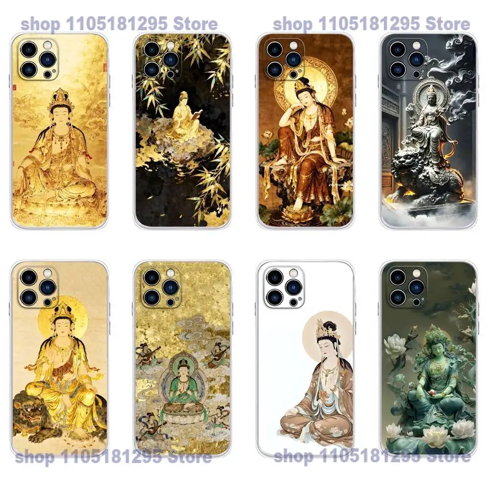 

Chinese Buddhist Traditional Guanyin Phone Case For iPhone 16,15,Pro，Max,14,Plus,13,12,11,16,E， Air,17,Drop Protection Cover