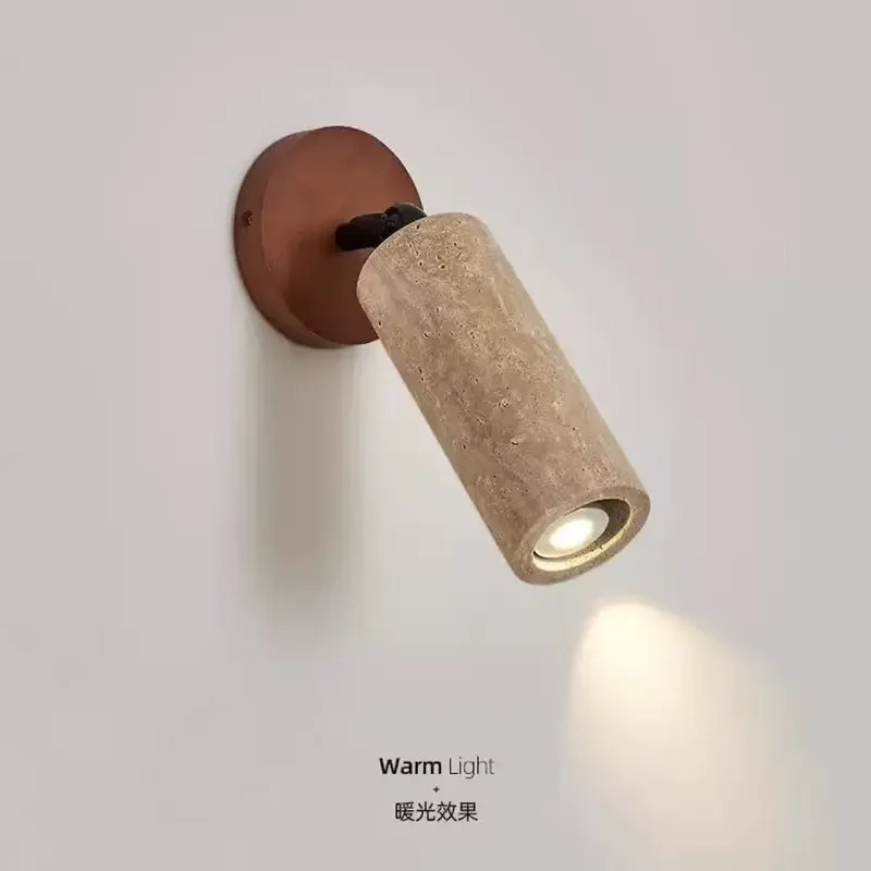 

Yellow Travertine E27 LED Stone and Wood Wall Lamp - Suitable for Bedroom, Corridor, Living Room, Staircase, Home Decoration
