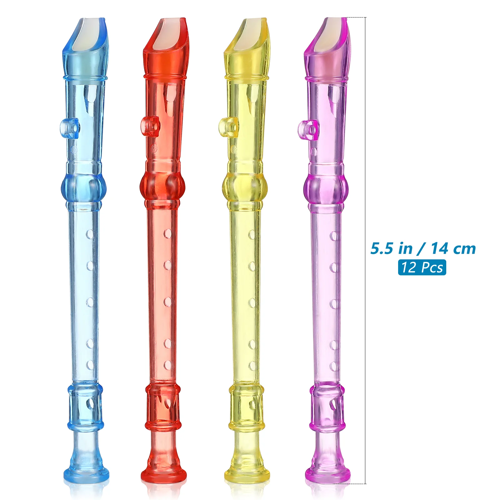 12 Pcs Transparent Flutes Instrument Kids Recorder Educational Sound Toy Children Instruments Toys Music Classes