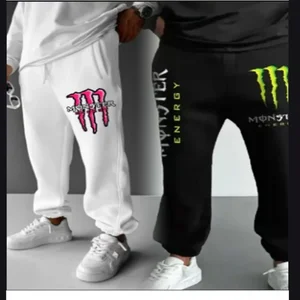 Monster Energy2026 Letter Print Versatile Drawstring Casual Long Pants Men's Loose Straight Leg Jogger Pants
