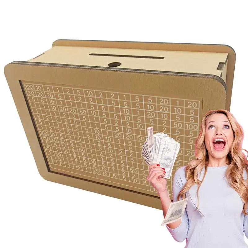 

Cash Vault Wooden Savings Box Cash Money Bank Financial Savings Challenge Box Fun Cash Counter Saving Bank With Target & Numbers