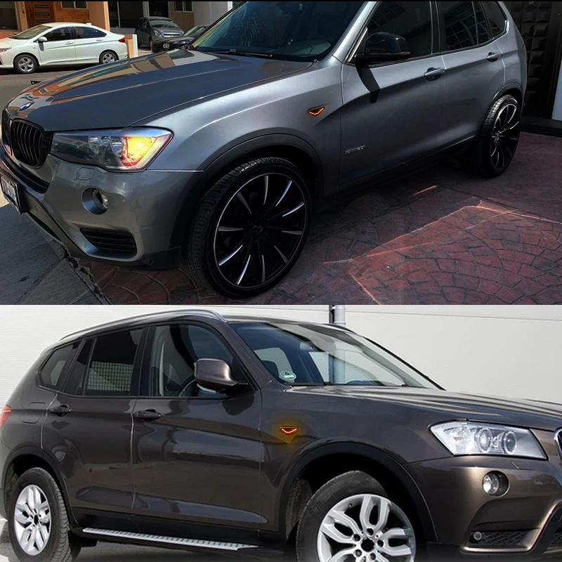 2 قطعة مؤشر السيارة الجانبي ماركر العنبر LED مكرر ضوء مصابيح لسيارات BMW X3 F25 X5 E70 X6 E71 E72 أضواء إشارة بدوره متتابعة