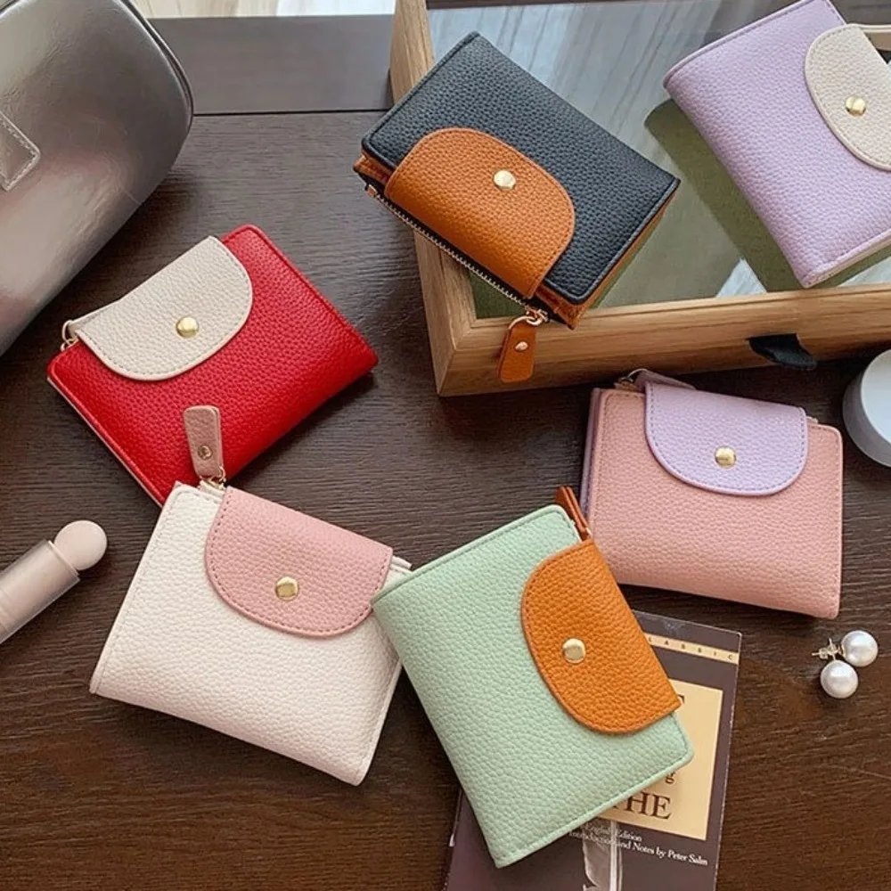 

New PU Leather Coin Purse Mini Zipper Mini Wallets Portable Credit Card Holder Gift