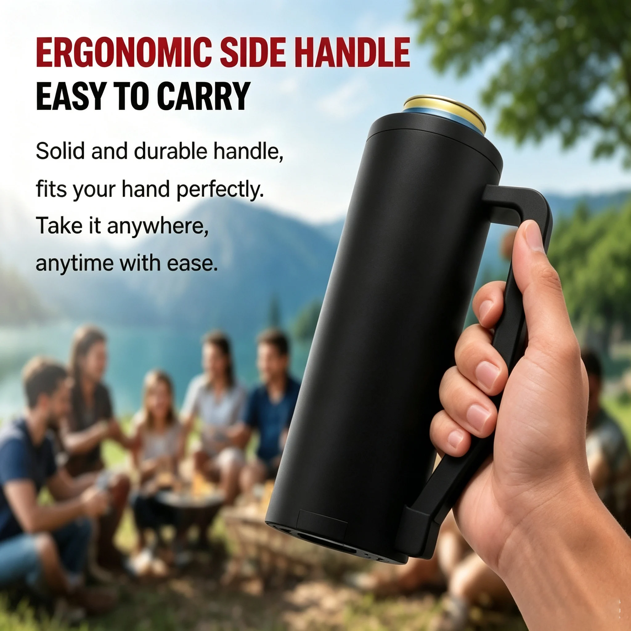Multi-Function Double Can Cooler Tumbler with Handle Multi Storage Compartment Can Holder for Beer Cans Outdoor Travel Party