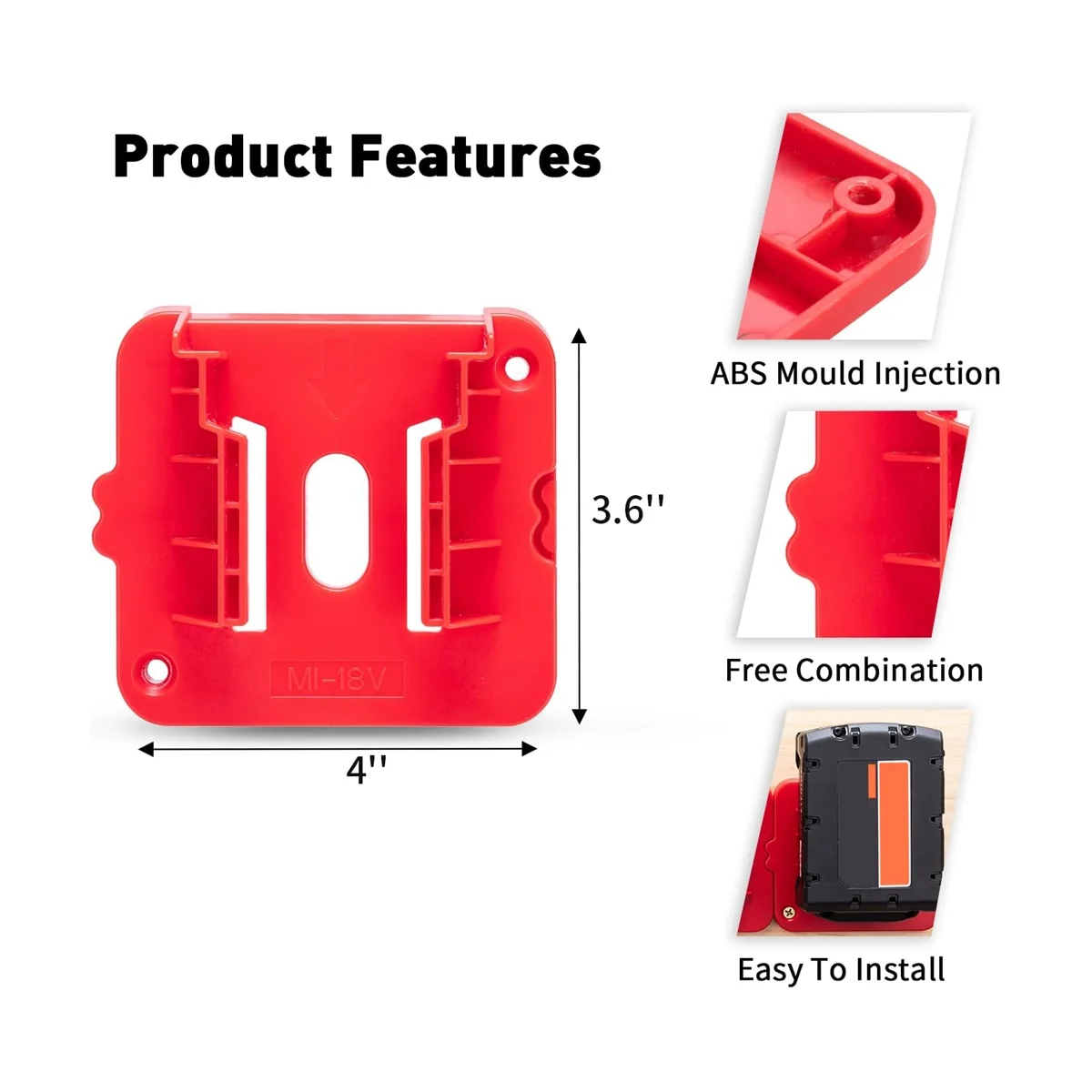 10Pcs Battery Holder for Milwaukee M18 18V Battery, Wall Mount Batteries Storage for Work Van, Shelf, Toolbox