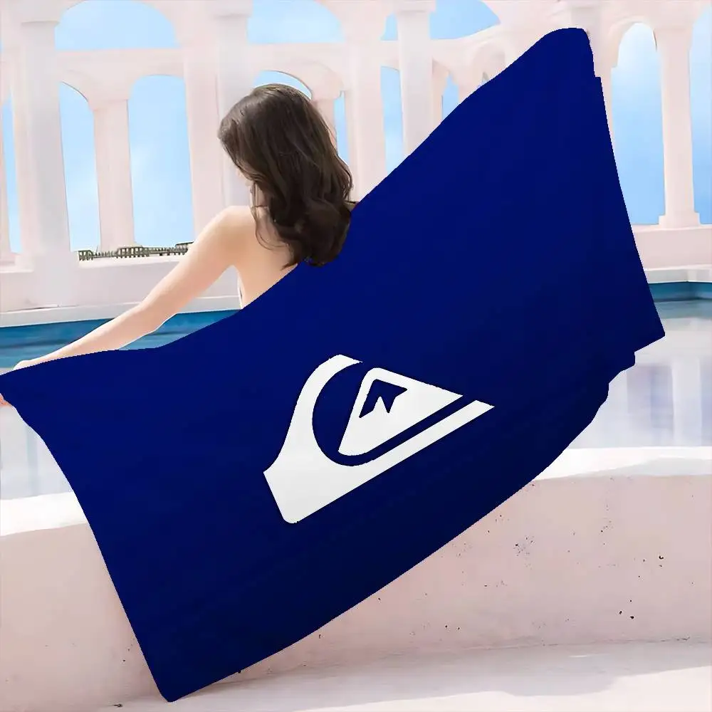 Toalha de Praia Q-QuiksilverS LOGO em Microfibra de Secagem Rápida, Super Absorvente, Tamanho Grande, Estampada, Tipo Cobertor para Piscina