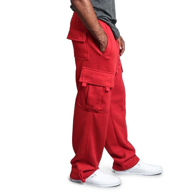 Men's Loose Fit Cargo Sweatpants Autumn Long Sport Jogging Overalls Joggers with Pockets Streetwear Trousers