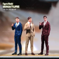 Painted Miniatures 1/87 1/64 1/43 1/24 1/18 Suit Standing Smoking Man Scene Figure Doll Painted Model Scene Decoration Toys