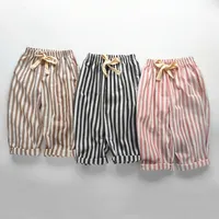 Spring Summer Boys Striped Loose Pant Baby Girl Vintage Casual Linen Cotton Harlan Pants Kids Tousers Children Clothing