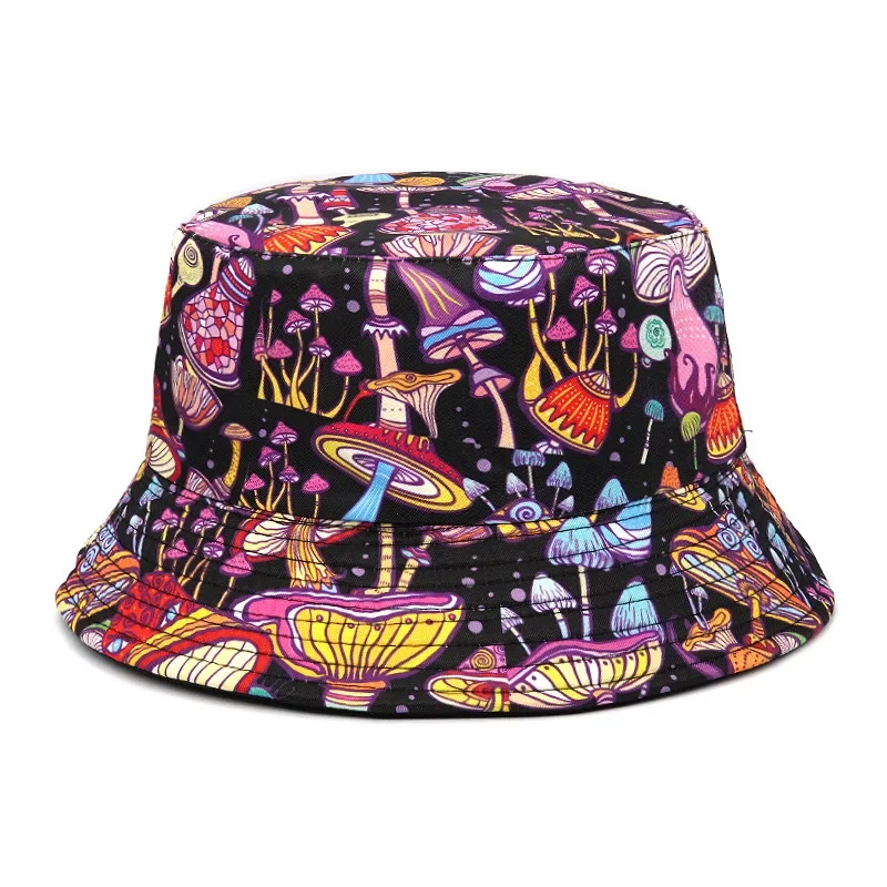 Panama Bucket Hats Animal Letter Print Fisherman Hat Summer Sun Hats For Women Men Reversible Fishing Cap