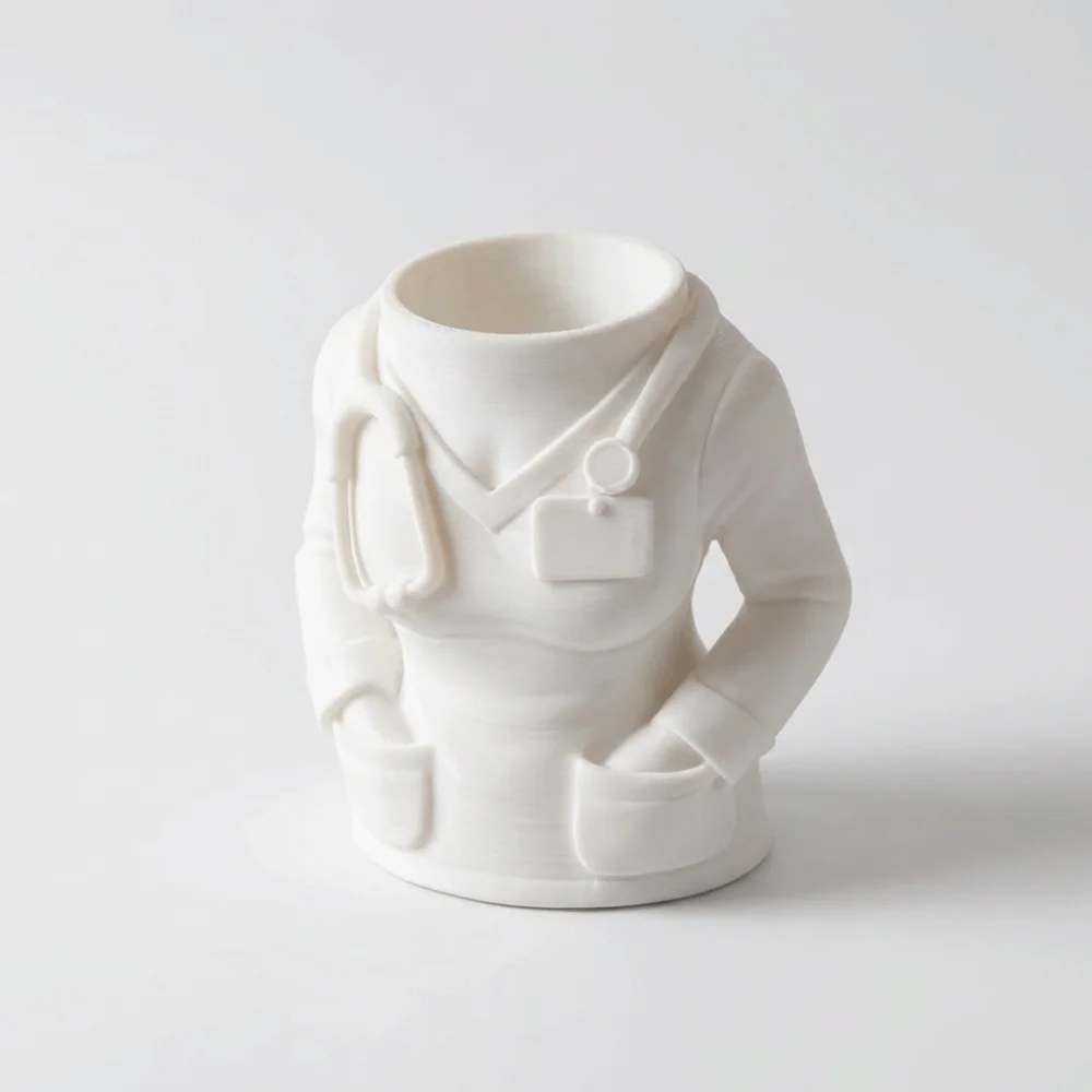 Creative Doctor and Nurse Figure Pen Holder Durable Multifunctional White Coat-Shaped Pen Holder 3D Printing Chic