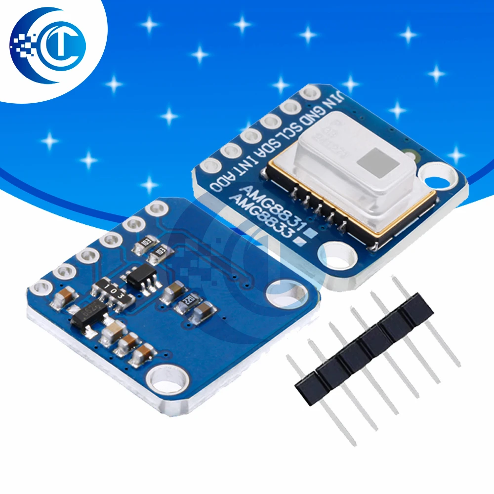 GY‑AMG8833 8x8 IR Thermal Array Sensor Module, 3‑5V Wide Operating Voltage for Raspberry Pi