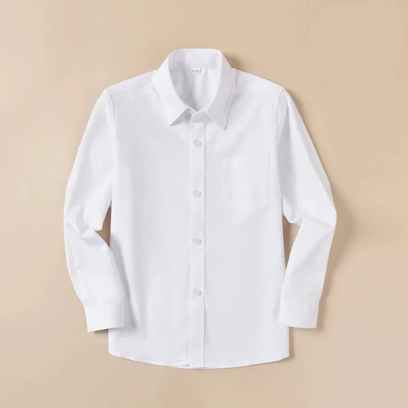 

Boys' White Shirt Long Sleeve Bamboo Fiber School Uniform Shirt for Kids Children's Formal Performance Wear & Casual Tops