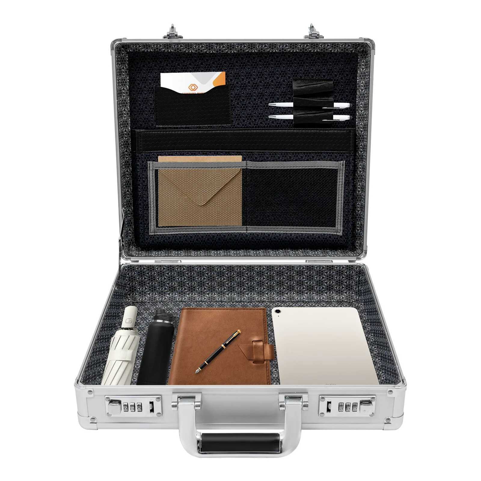 Hard Security Briefcase–Dual Locks Spacious Storage Handheld/Shoulder Carry For Professionals Business Trips, Secure & Practical