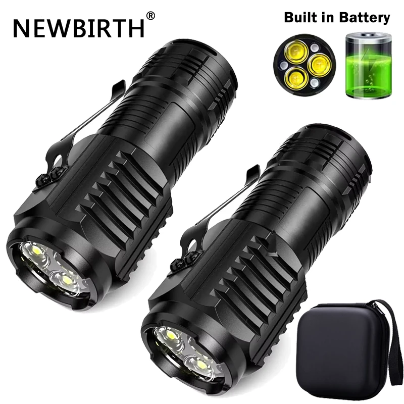 Mini 3LED Flashlight With Pen Clip，Night Walking, Portable Brightness,Rechargeable Waterproof Emergency Spotlight Outdoor Torch