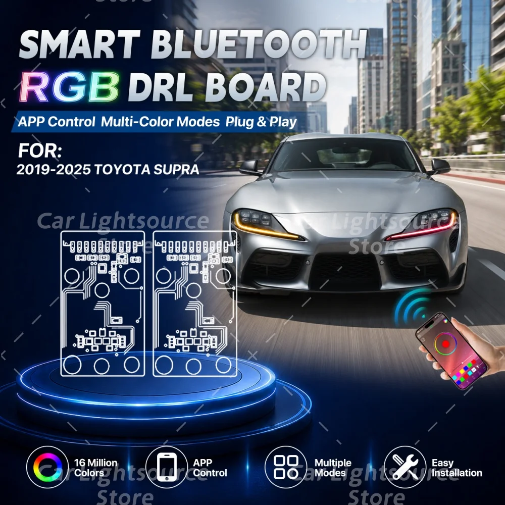 RGB DRL Boards For Toyota Supra GR A90 A91 2019-2024 APP Control RGBW Multicolor Daytime Running Light Module LED Angel Eyes