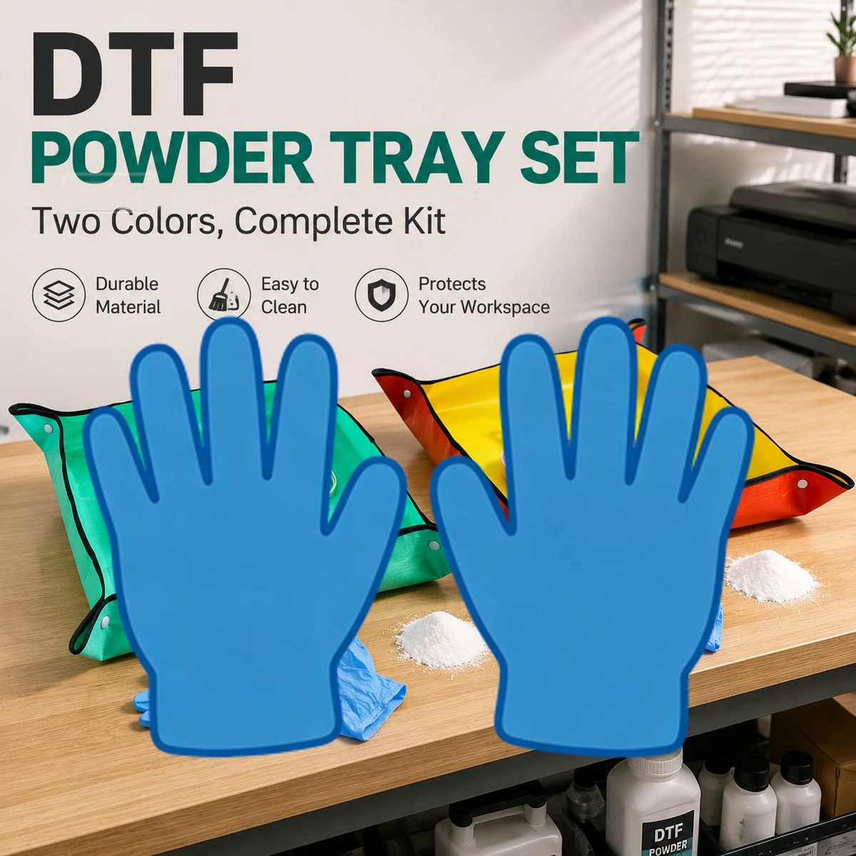 Orang Green DTF PET Film A3 A4 Adhesive Plate DTF Hot Melt Powder Shaker Tray Collection Tool Sublimation Powder Shake Collector