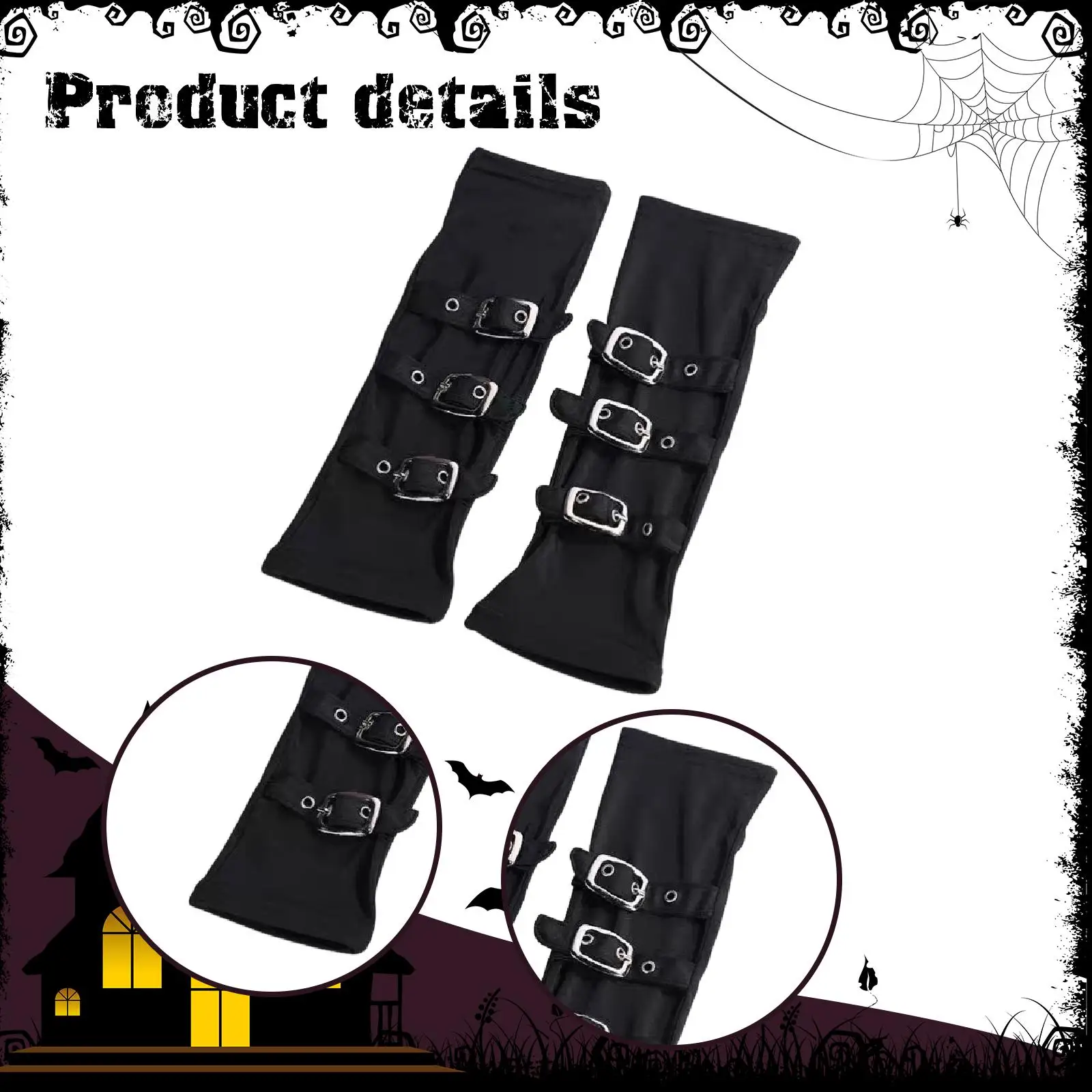 2 Pieces Fingerless Gloves Arm Warmer Gothic for Fancy Dress