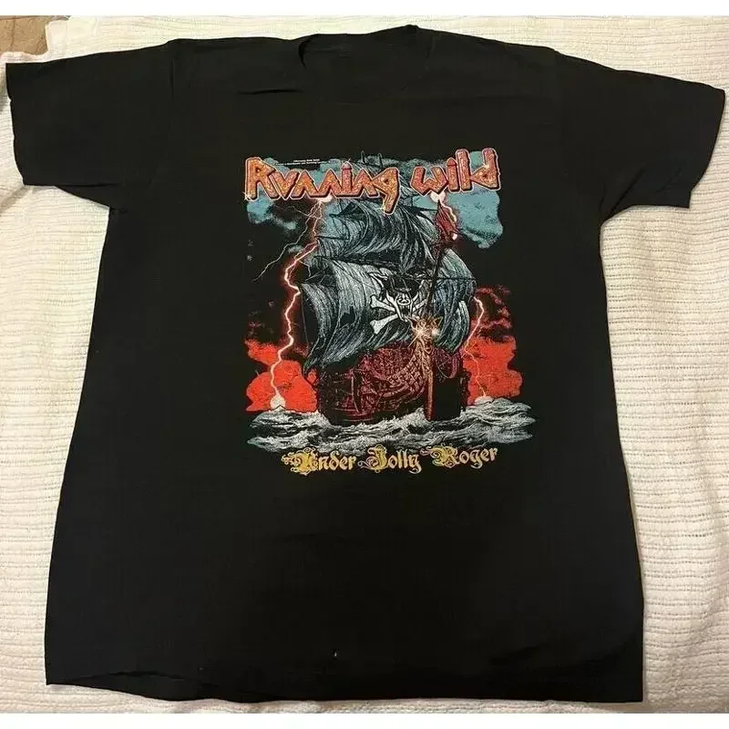 Running Wild Under Jolly Roger Black Cotton T Shirt Reprint S 5Xl Us845