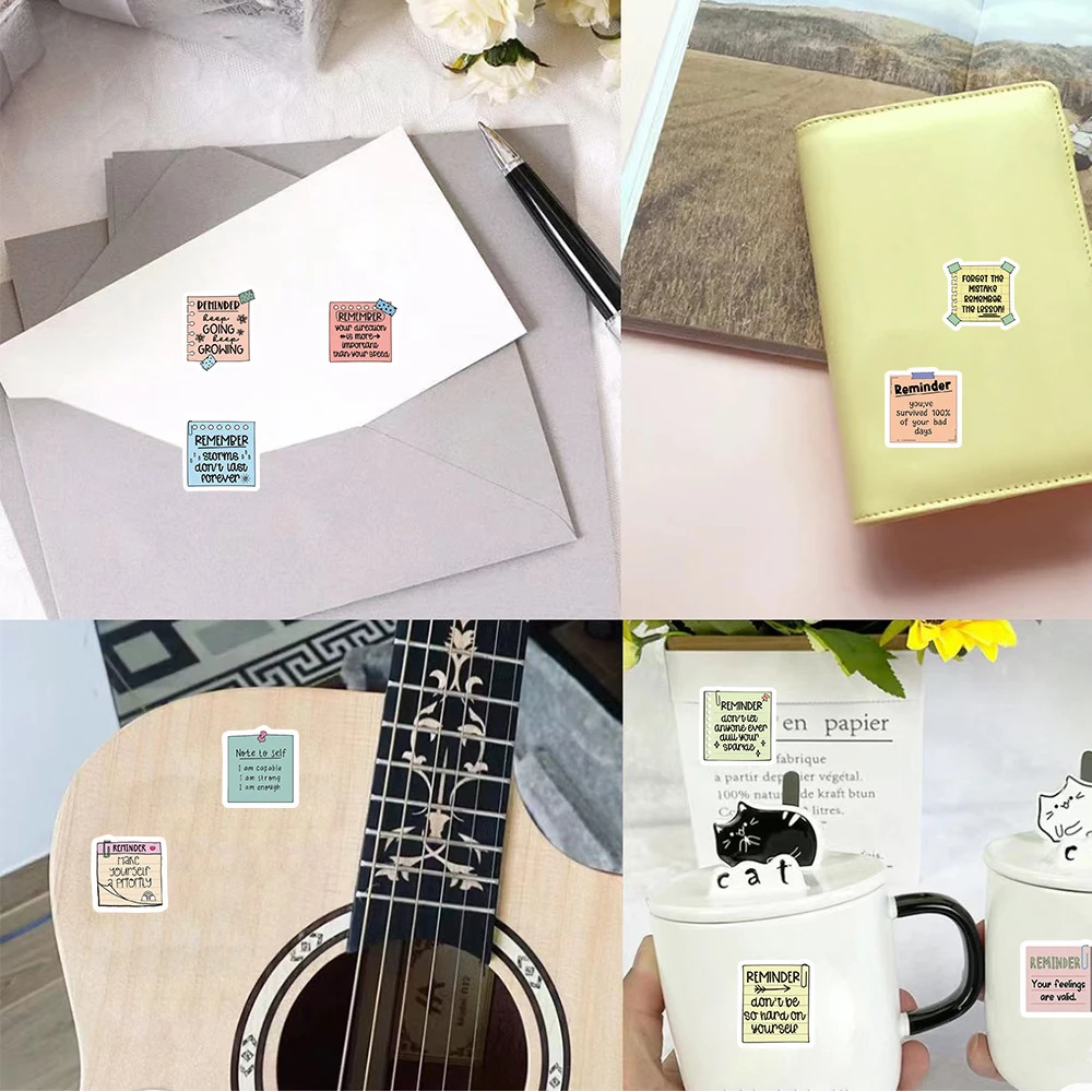 Pegatinas con recordatorio de dibujos animados, calcomanías de sellado creativas divertidas para álbum de recortes, decoración de funda de teléfono y portátil, 500 piezas por rollo