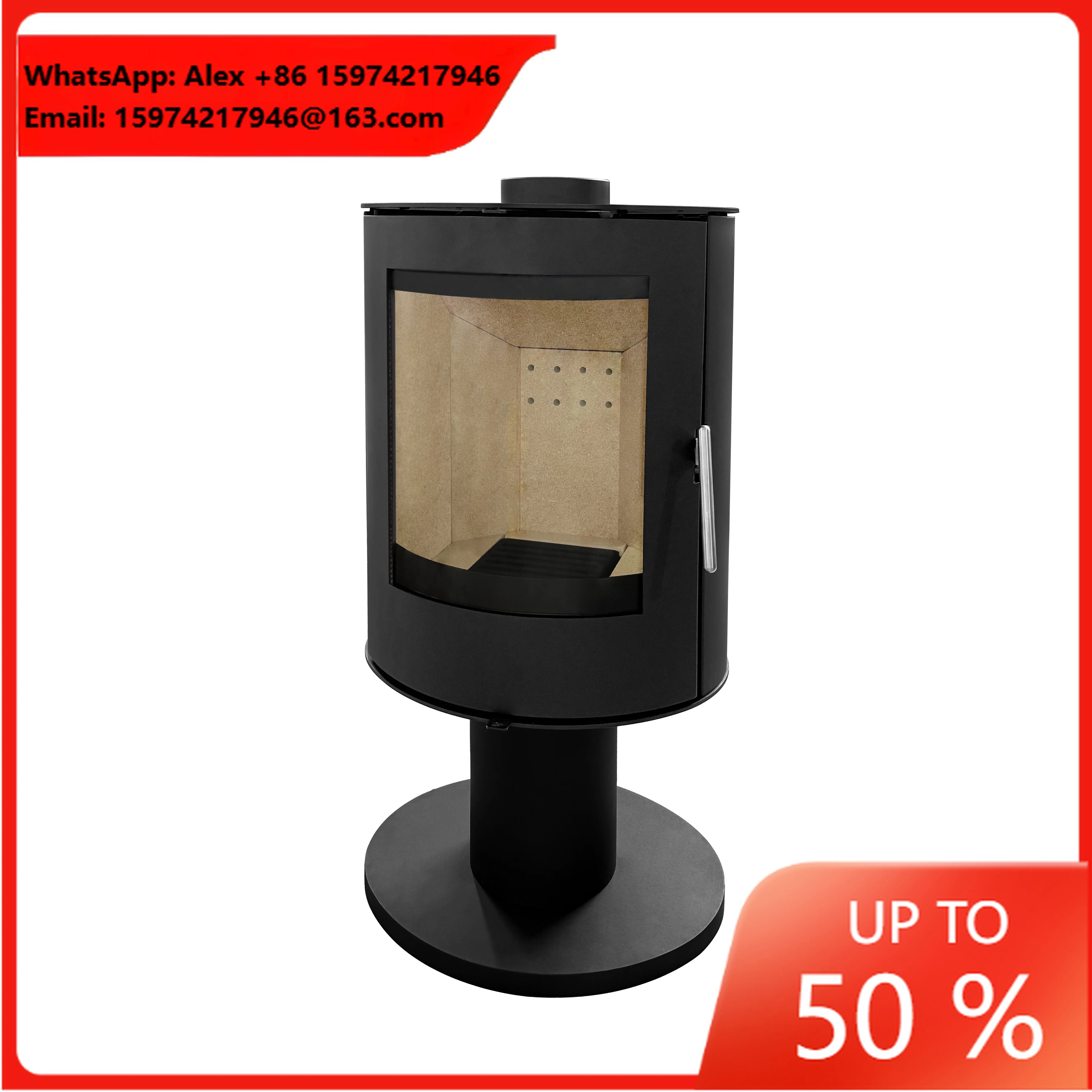 Modern Freestanding Carbon Steel Wood Fireplace With Heating And Decorative Features For Apartment Indoor Use