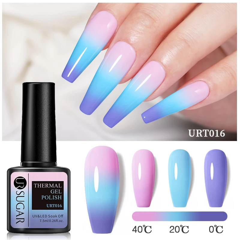 UR SUGAR 7,5 ml Thermo-Gel-Nagellack, violett, blau, temperaturempfindliches, farbwechselndes Gel, Soak-Off-Gel-Lack