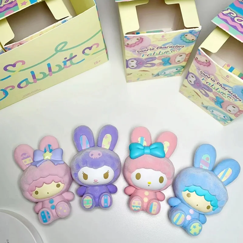 

Sanrio Cute Bunny Series слепая коробка флокированная помпонирин мелодия приливный ток сюрприз декоративные мультяшные подарки для фанатов на день рождения