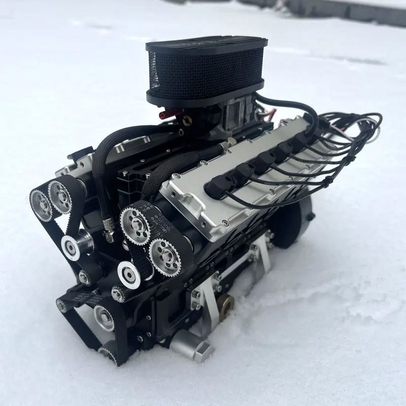 V12 Engine Model 72CC Gasoline Version Internal Combustion Engine Movable Full Metal Four Stroke Ring Full Bearing Bracket Toy