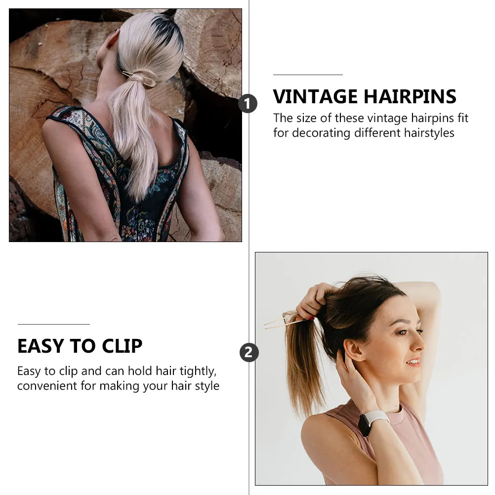 4pcs Vintage Hairpins Retro U Shaped Metal Sticks Fork Clips for Wedding Party Daily Hairstyles Easy to Use Hold Hair Tightly