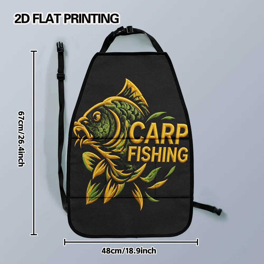 2D Flat, 2pcs Car Seat Back Storage Organizer, Foldable Multi-Size Pocket Structure, Decorative Bold Carp Print, Reliable Travel