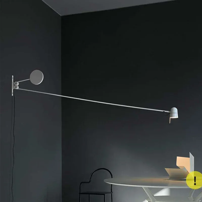 Scandinavische minimalistische zwart witte wandlamp industriële stijl woonkamer dimbare LED lange arm wandlamp kunst aan de muur verlichtingsarmatuur