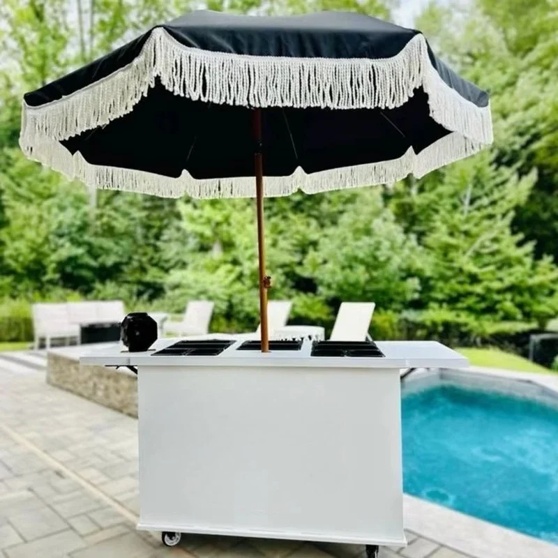 

Hot Sale Metal Mobile Candy Cart Business Food Cart Wedding Party Decoration with Umbrella