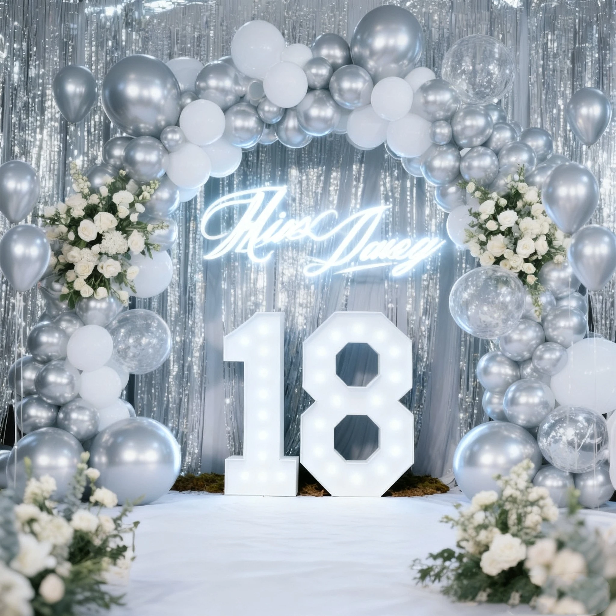 73cm Lighted Number Frame KT Board - For Birthday/Anniversary/New Year Party Decor Photo Booth Props With 12/16pcs Cool Lights