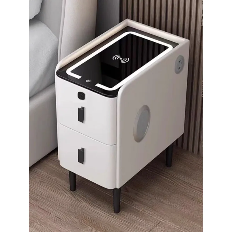 

multi-functional ultra-narrow bedside table Nordic simple modern solid wood extremely narrow small household storage