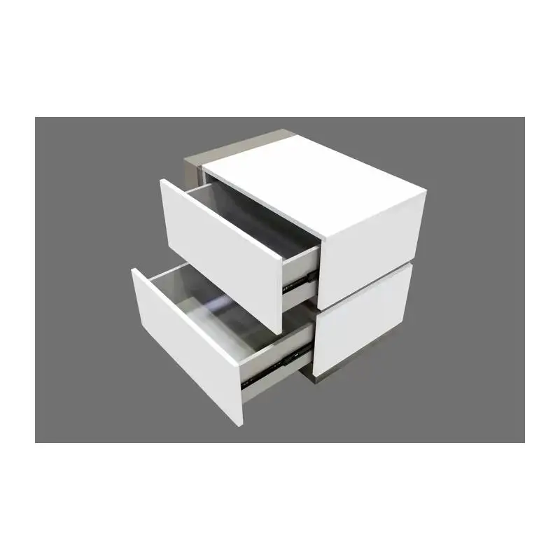 منضدة حديثة مع درجين لغرفة النوم وغرفة المعيشة، وطاولة بجانب السرير خشبية، ولمسة نهائية فضية بيضاء #3