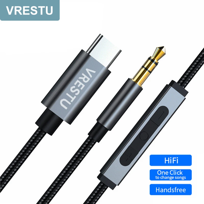 USB Type C to 3.5mm AUX Stereo Car Audio Cable Auxiliar Headset Speaker Headphone Jack Converter for Samsung Xiaomi Google Pixel