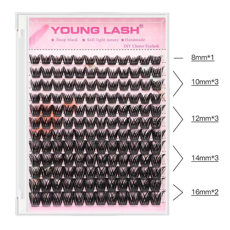 YOUNG LASH-Kit de extensiones de pestañas, 144 grupos, mezcla de pestañas individuales segmentadas, suministros de volumen ruso, venta al por mayor