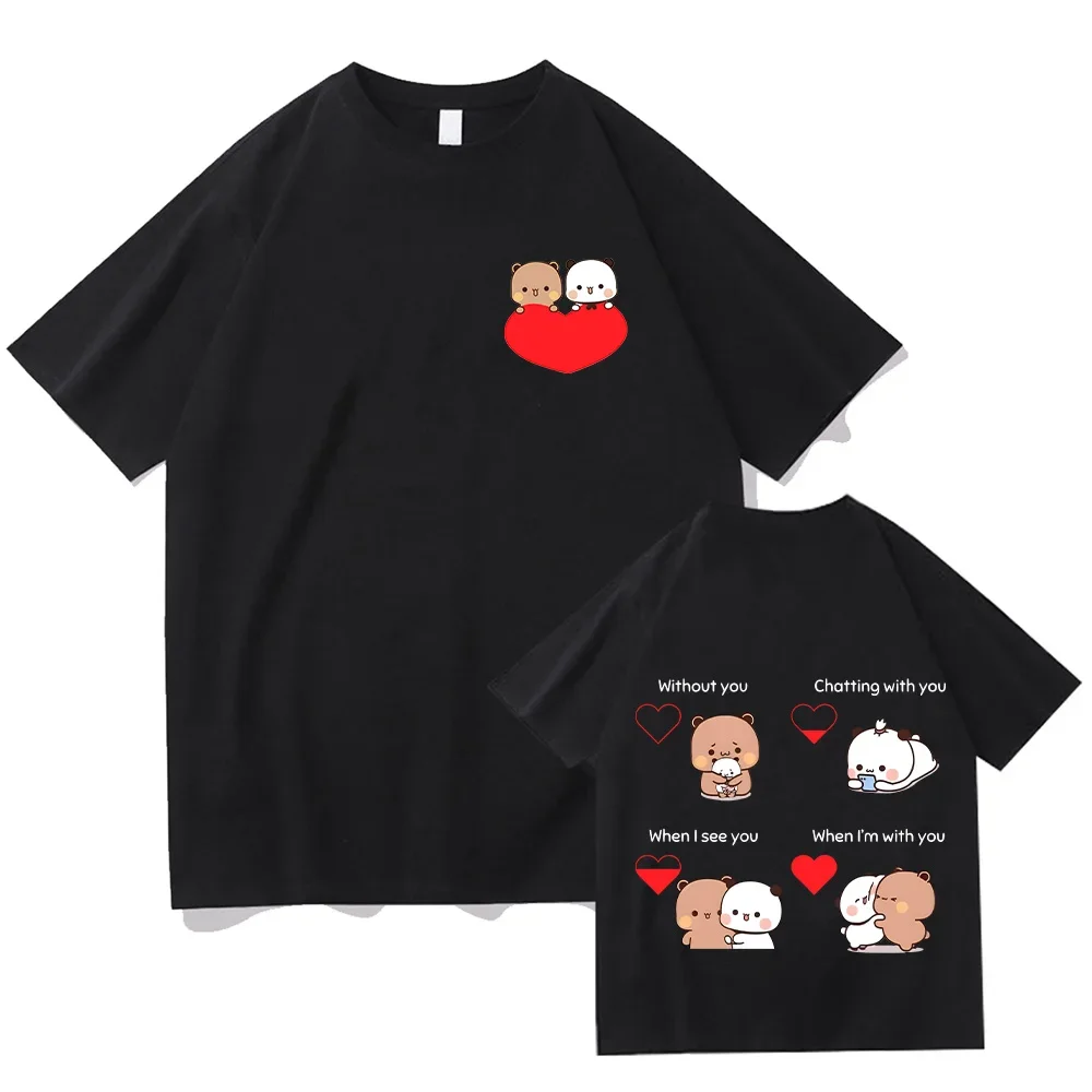 Camisetas bonitas de oso Panda Bubu Dudu, camiseta divertida de poder de amor, camisetas dulces para parejas, camisetas creativas de manga corta, ropa