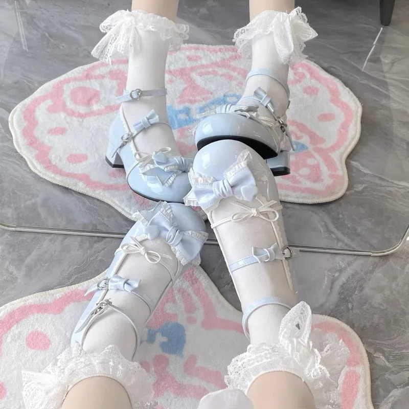 

The 2025 Spring and Autumn New Bow, Low-heeled Jk, Round-toed, Cute Mary Jane, Fashionable and Sweet Girl Lolita Lo Shoes，35-39