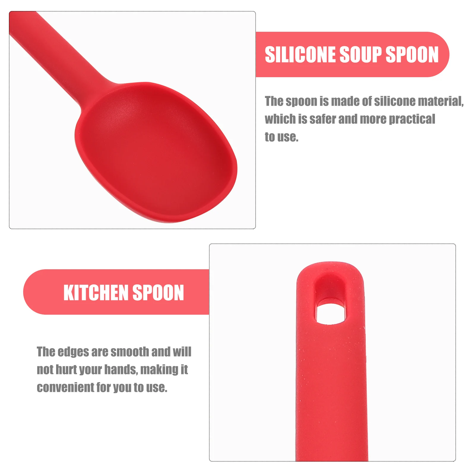 

1pc Silicone Soup Spoon Multi-Functional Kitchen Spatula For Mixing Stirring Serving Soup Salad Cooking Utensils Tableware