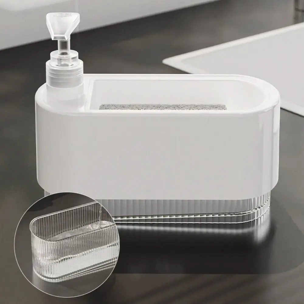 Dispenser di sapone da cucina in plastica con supporto per spugna Pompa per sapone per le mani Dispenser di detersivo Strumento di pulizia a prova di perdite