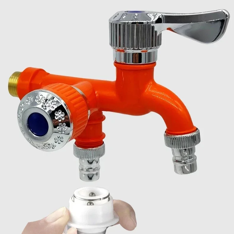 غسالة بيبكوكس واحد في اثنين خارج حديقة الحنفيات الحائط مزدوجة منفذ المياه الحنفيات أداة الاستخدام المنزلي #5